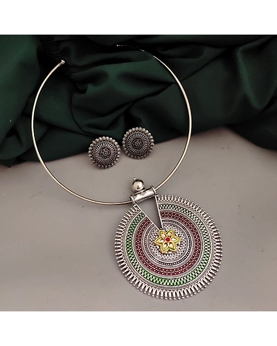 Oxidised Hasli Necklace Earrings Set-1