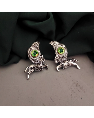 Oxidised Horse Stud Earrings-1
