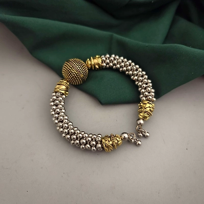 Gonasika Oxidized Adjustable Two Tone Bracelet