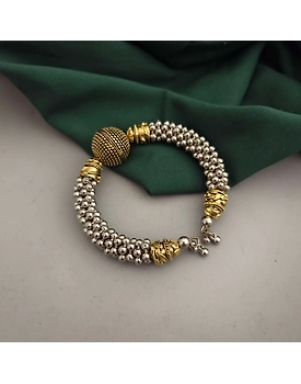 Oxidized Adjustable Two Tone Bracelet