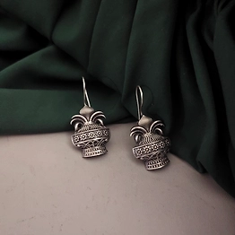 Gonasika Oxidised Silver Lookalike Kalash Earrings