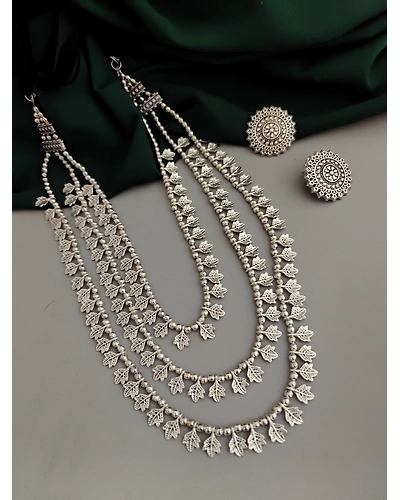 Oxidised 3 layer Necklace Earrings Set-1