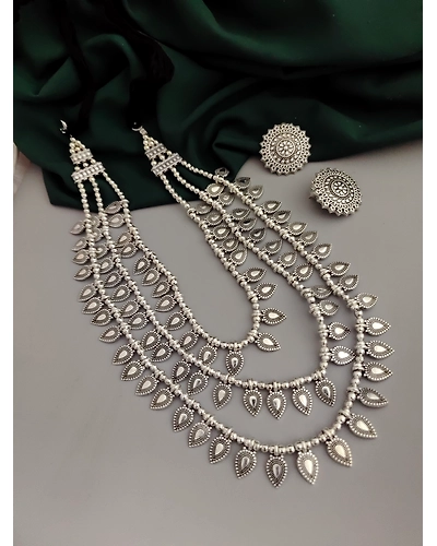 Oxidised 3 layer Necklace Earrings Set-2