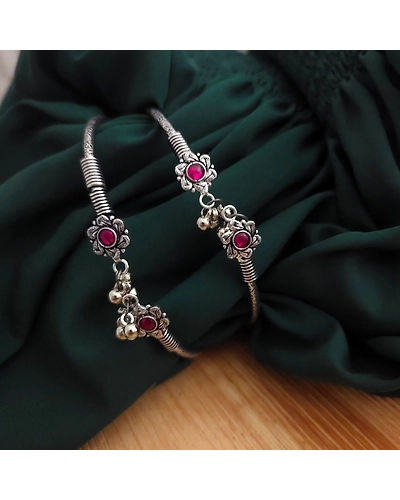 Oxidised Flower Foot Kada-3