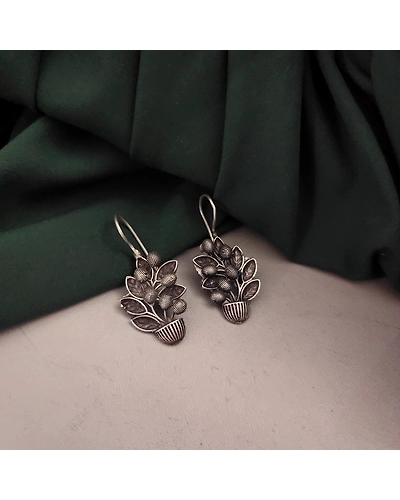 Oxidised Silver Lookalike Earrings-12670571