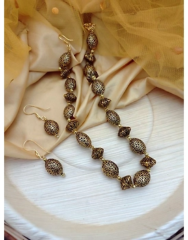 Party Gold Plated Beads Balls Necklace Earrings Set
