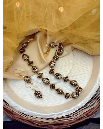 Party Gold Plated Beads Balls Necklace Earrings Set-2