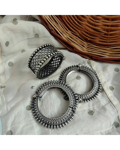 DEVIKA Silver Replica 3 pc Bangle Combo-2