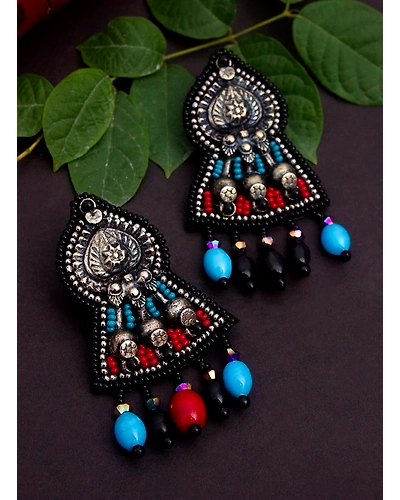 multicolor bead boho earring-2