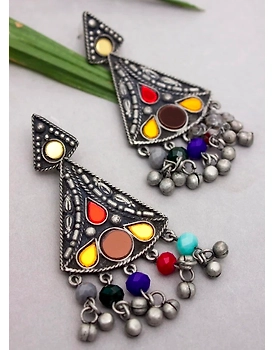 Multicolor Triangle Stone Earring