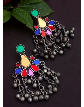 yellow drop stone oxidised earring