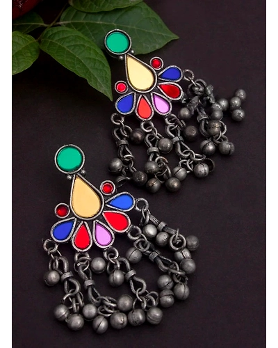 yellow drop stone oxidised earring-2
