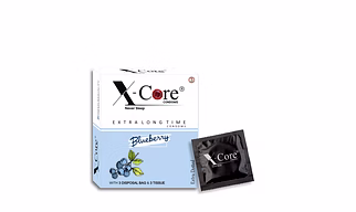 X-Core Condoms BlueBerry Flavoured With Tissues and Disposal Bags 3 Units