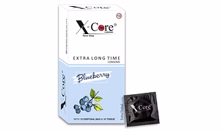 X-Core Condoms BlueBerry Flavoured With Tissues and Disposal Bags 10 Units