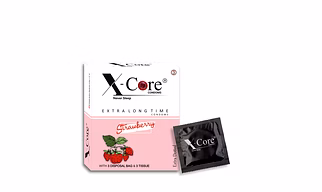 X-Core Condoms Strawberry Flavoured With Tissues and Disposal Bags 3 Units