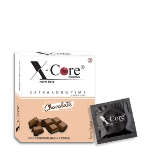 X-Core Condoms Chocolate Flavoured With Tissues and Disposal Bags 3 Units