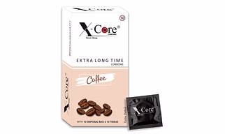 X-Core Condoms Coffee Flavoured With Tissues and Disposal Bags 10 Units