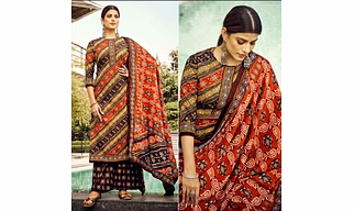 Multicolor Printed Pashmina Unstichted Dress