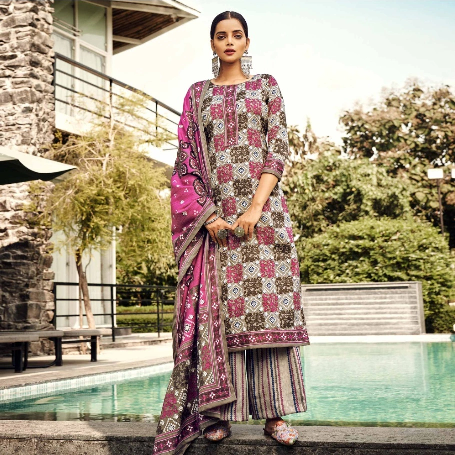 Multicolor Printed Pashmina Suit-1