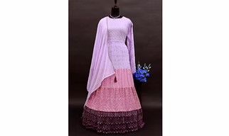 Violet Sequins Embroidered Georgette Naira Cut Suit