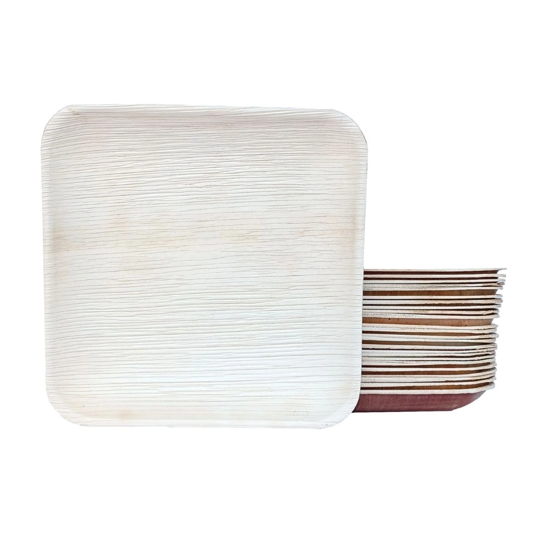 ARECA PALM LEAF PLATES 9INCH SQUARE SET OF 25 PIECES-1