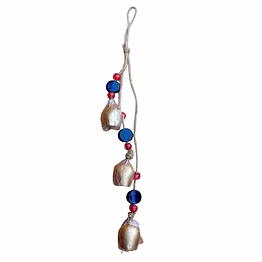 life art media in india handcrafted 3 golden antique bells cluster on jute rope, swiss vintage lucky cow bells wall hanging décor