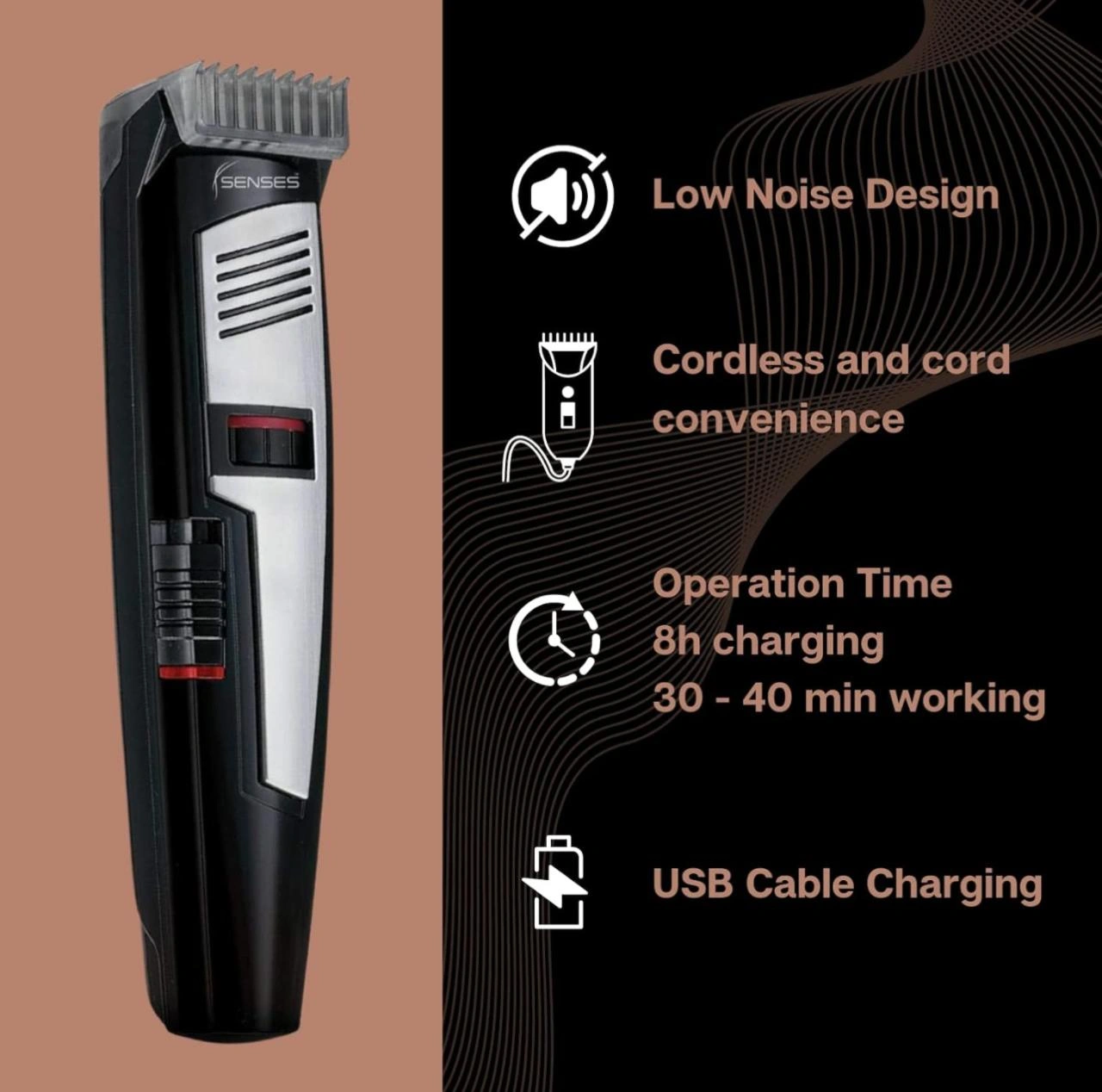 Senses Life Implements: Cordless Rechargeable Trimming Shaving Machine with USB Charging Runtime: 35 min Trimmer (UNISEX)-2