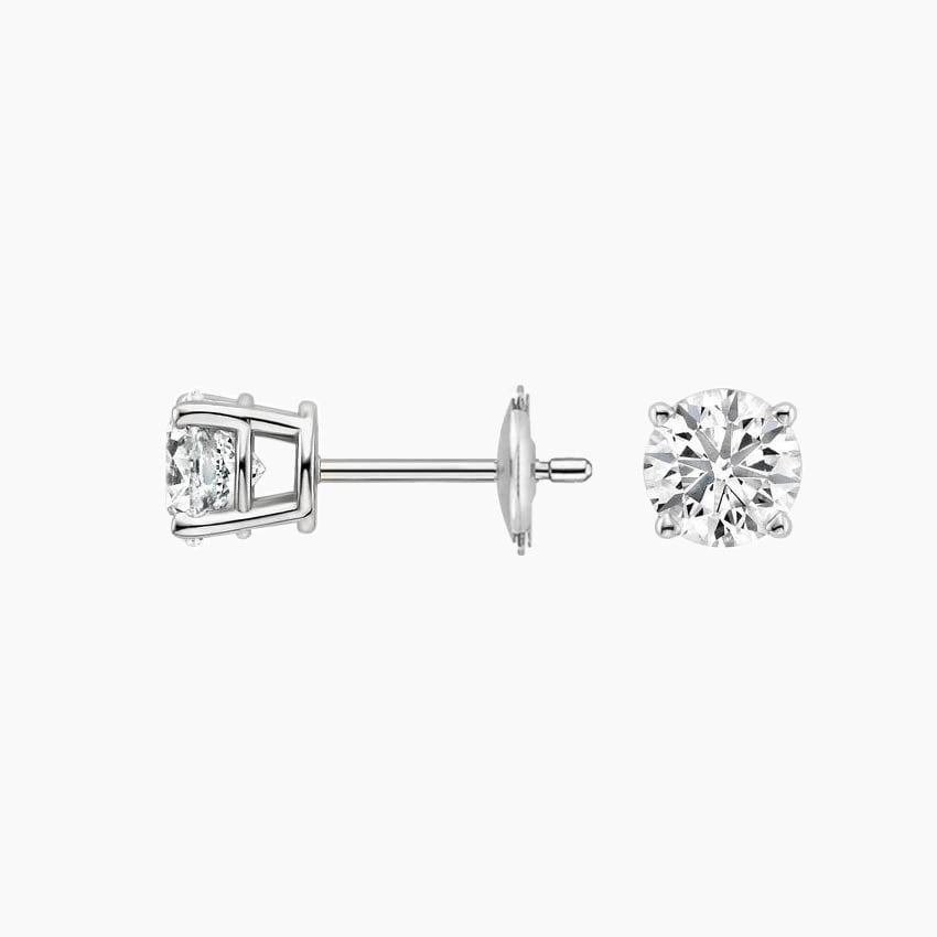 Round Lab-Diamond Stud Earring - 1 TCW-2