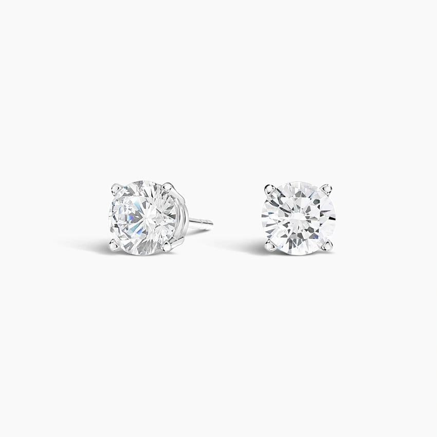 Round Lab-Diamond Stud Earring - 1 TCW-1