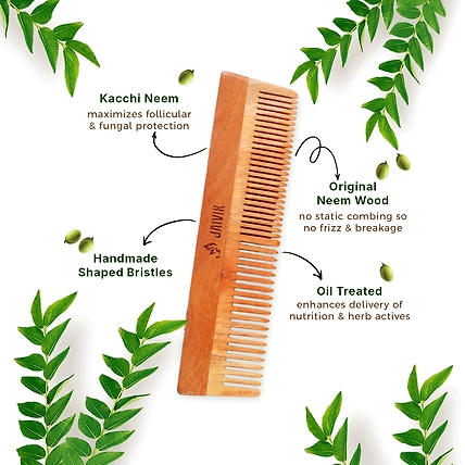 EASY BUY | Jaivik | Dual Tooth | Neem Comb | Wooden Comb-12523157