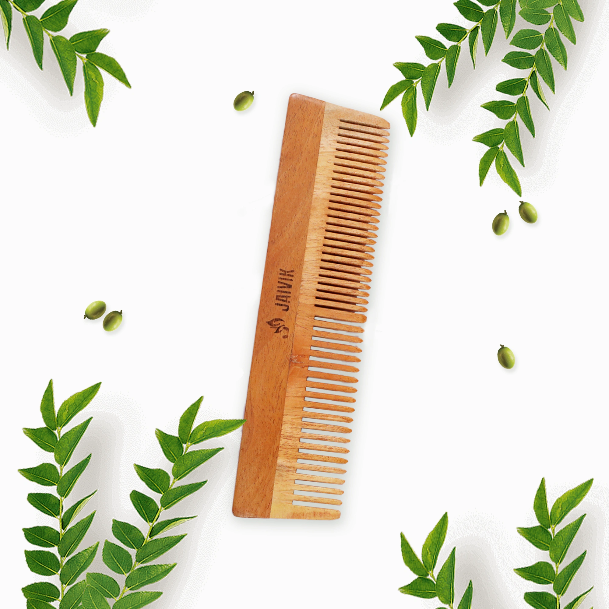 EASY BUY | Jaivik | Dual Tooth | Neem Comb | Wooden Comb-1