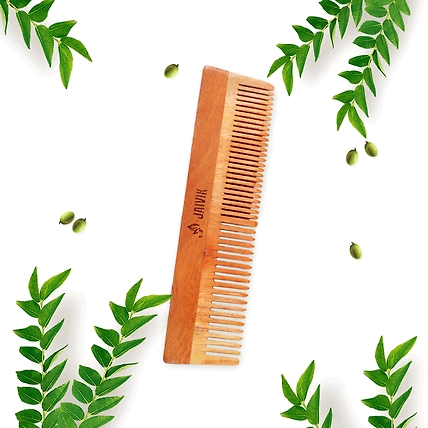 EASY BUY | Jaivik | Dual Tooth | Neem Comb | Wooden Comb-1