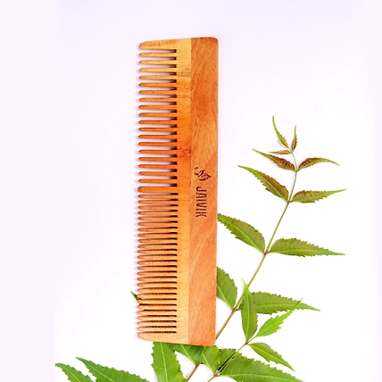 EASY BUY | Jaivik | Dual Tooth | Neem Comb | Wooden Comb-3