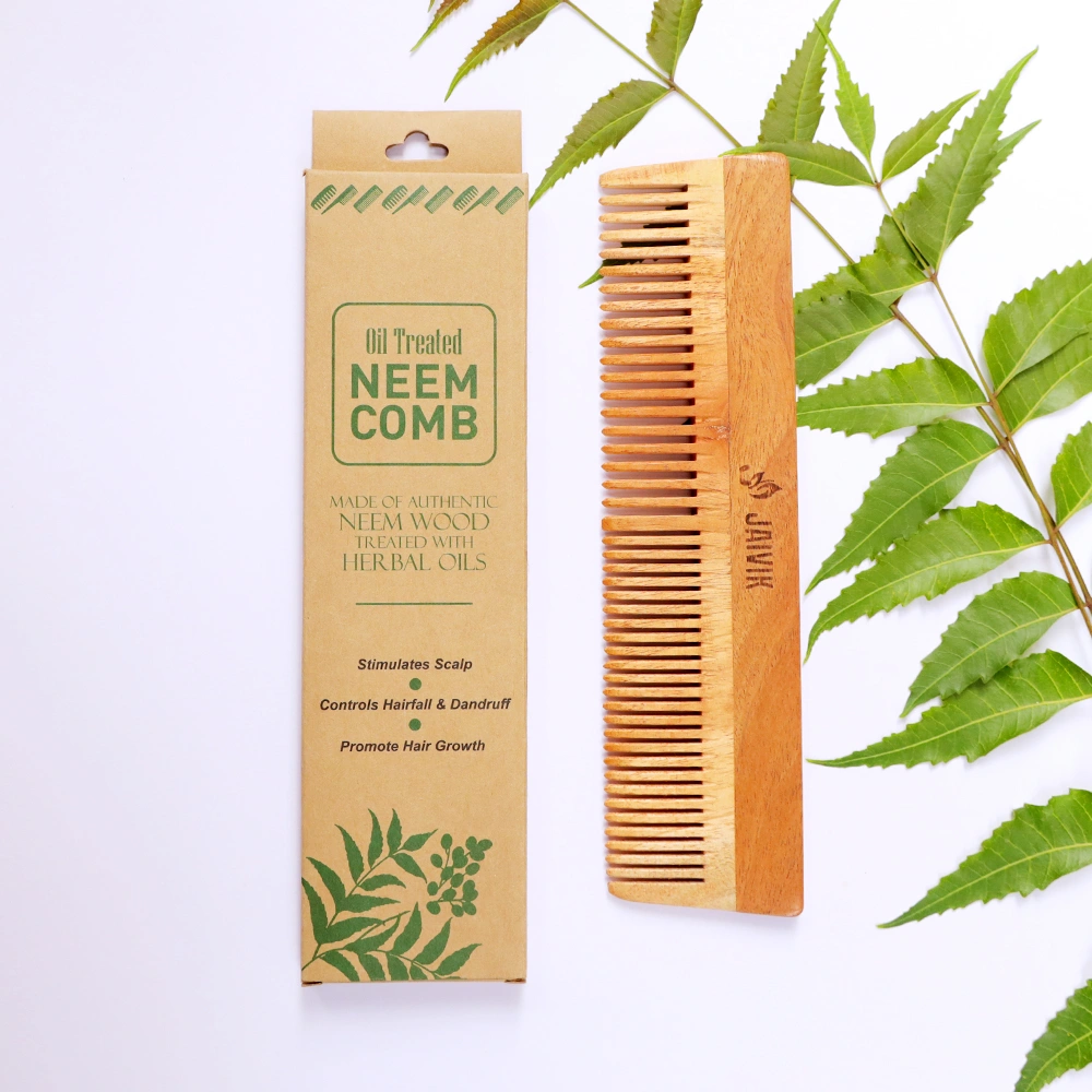 EASY BUY | Jaivik | Dual Tooth | Neem Comb | Wooden Comb-4