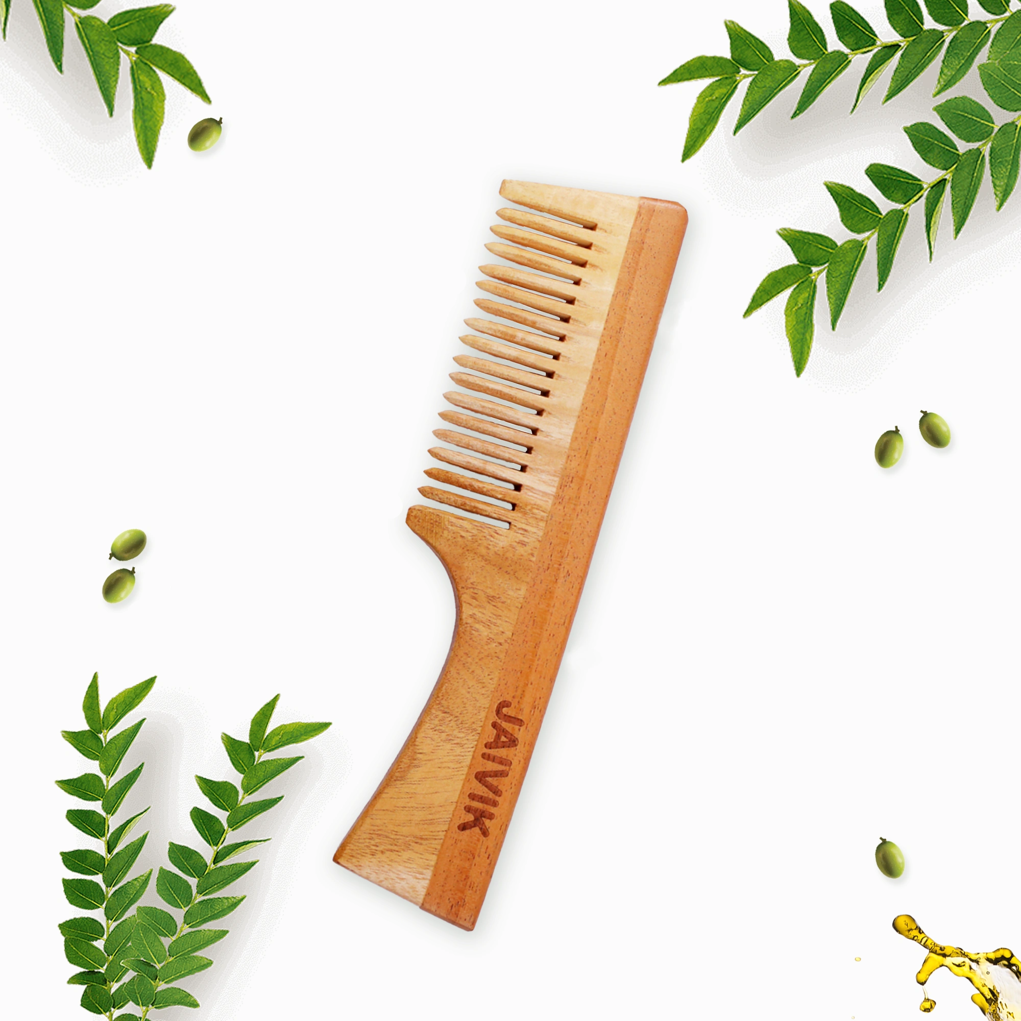 EASY BUY | Jaivik | Fine Tooth | Neem Comb | Wooden Comb-1