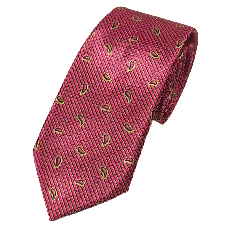 Rare Combee Deep Pink Luxurious Premium Silk Necktie with Pocket Square, Cufflinks &amp; Rose Pin for We-2