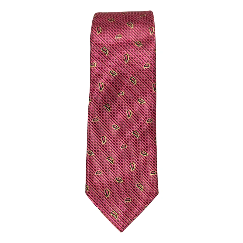 Rare Combee Deep Pink Luxurious Premium Silk Necktie with Pocket Square, Cufflinks &amp; Rose Pin for We-3