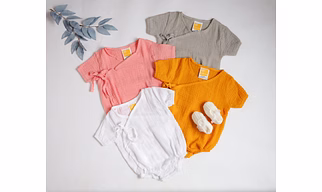 BABY UNISEX KIMONO ROMPERS IN ORGANIC MUSLIN COTTON