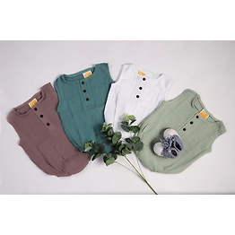 ORGANIC MUSLIN COTTON UNISEX SLEEVELESS ROMPERS