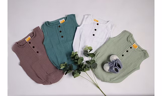 ORGANIC MUSLIN COTTON UNISEX SLEEVELESS ROMPERS