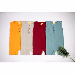 organic muslin cotton sleeveless knee length baby boy rompers