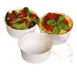 white paper bowl with transparent pet lid