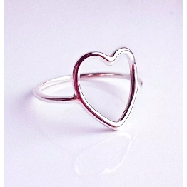 Heart Ring in Recycled Sterling Silver open Heart Shaped Heart Outline Ring