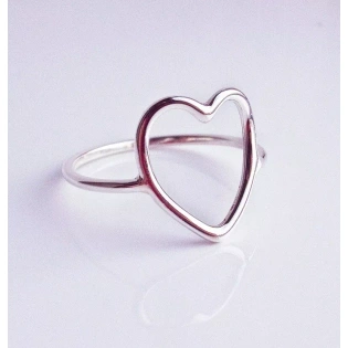 Heart Ring in Recycled Sterling Silver open Heart Shaped Heart Outline Ring