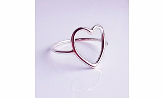 Heart Ring in Recycled Sterling Silver open Heart Shaped Heart Outline Ring