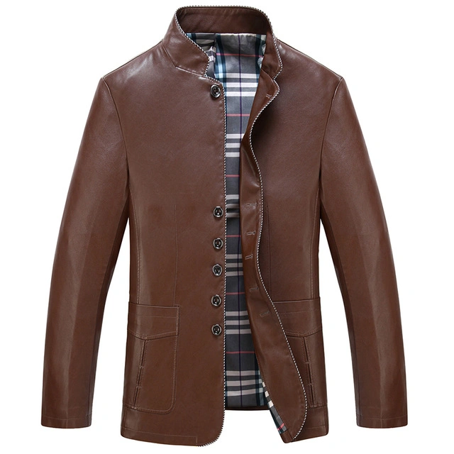 BROWN LEATHER COAT-12529123