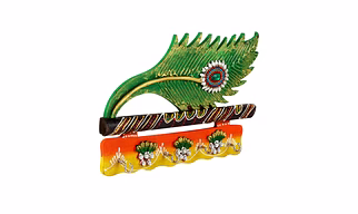 Peacock Wall Hanging Home Decor, Hand Painted Feather, Decorative Art | Wooden Key Holder for Home and Office Decor (4 Hooks, 9 in x 6 in)