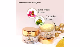 Rose wood and cucumber eye cream to remove dark circle, wrinkles and puffiness.