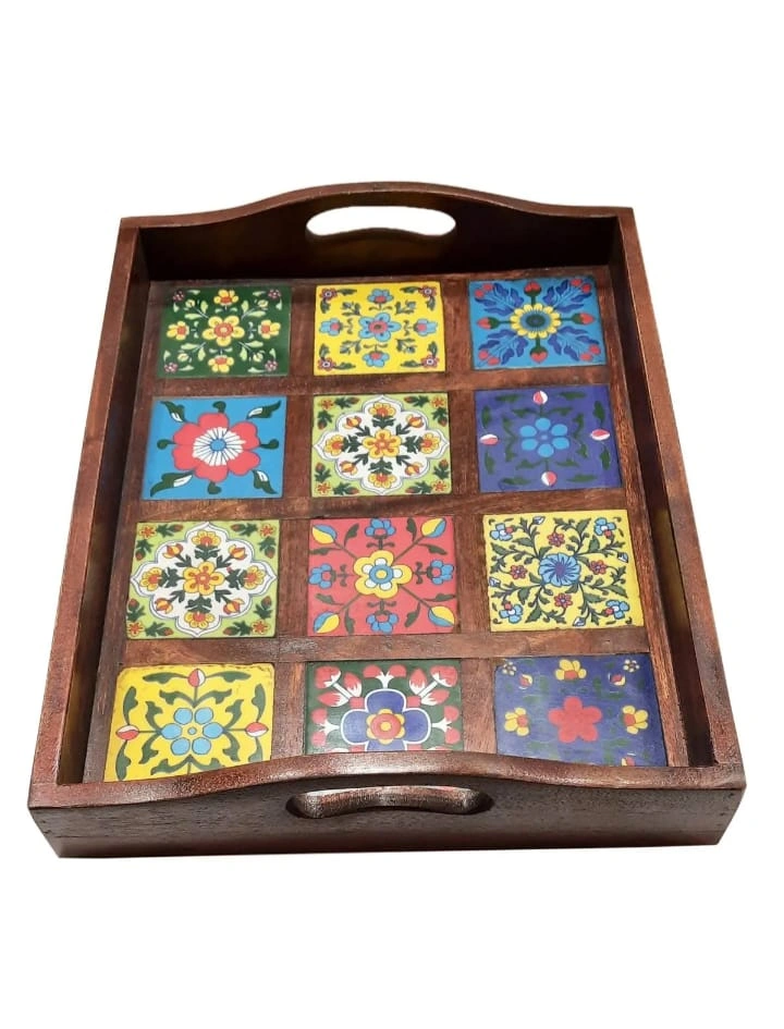 WOODEN TEASERVING TRAY WITH CERAMICTILES-1