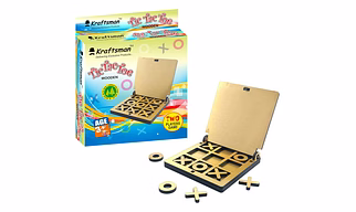 Kraftsman Wooden Tic Tac Toe Portable Game for Kids and Adults Golden Mirror Shade